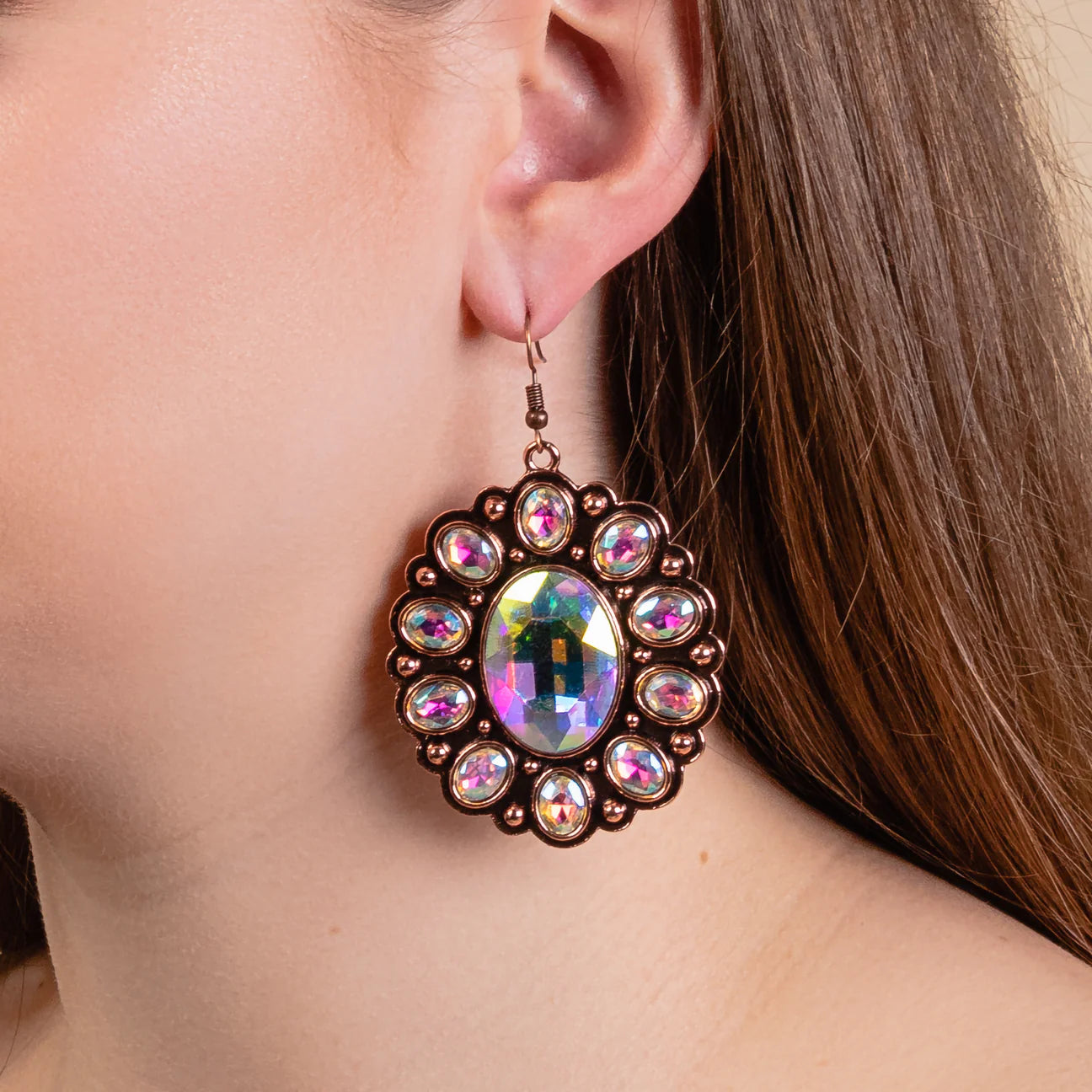 Copper Crystal Earrings