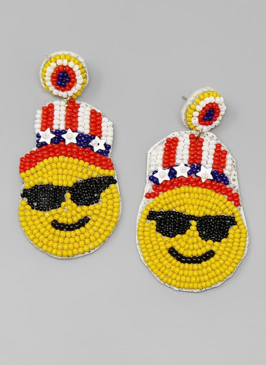 Patriotic Smiley Earrings