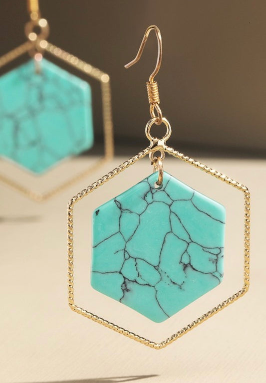 Turquoise Marble Earrings