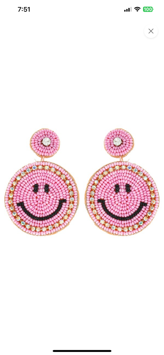 Smiley Seed Bead Earrings